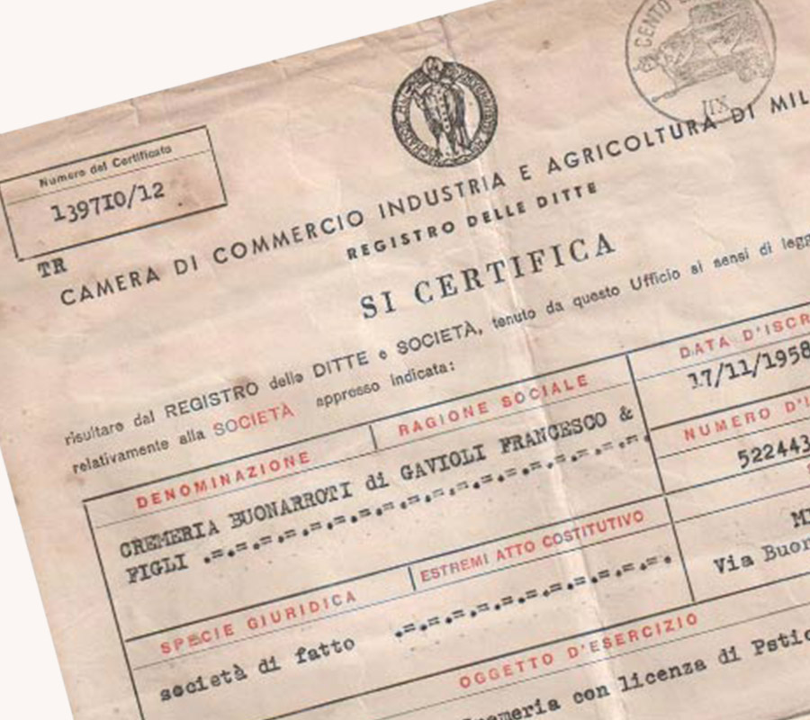 certificato buonarroti commercio