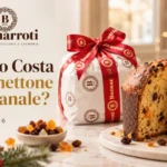 Panettone artigianale Buonarroti con uvetta e canditi, confezione regalo e decorazioni natalizie.